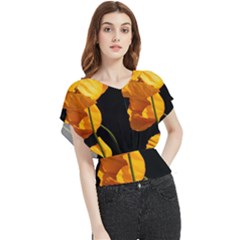 Yellow Poppies Butterfly Chiffon Blouse