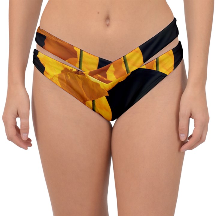 Yellow Poppies Double Strap Halter Bikini Bottom