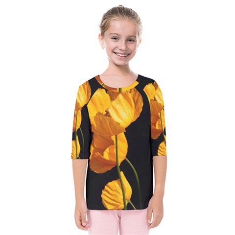 Yellow Poppies Kids  Quarter Sleeve Raglan Tee by Audy