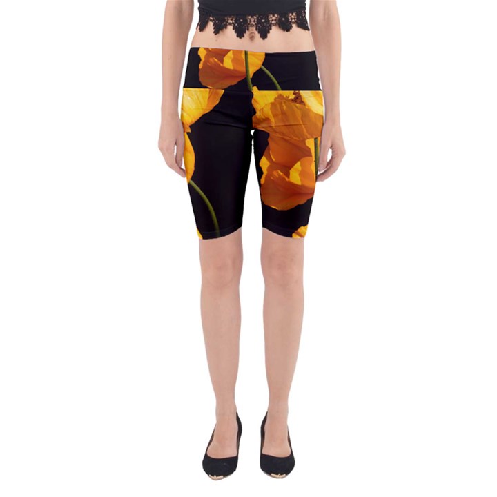 Yellow Poppies Yoga Cropped Leggings