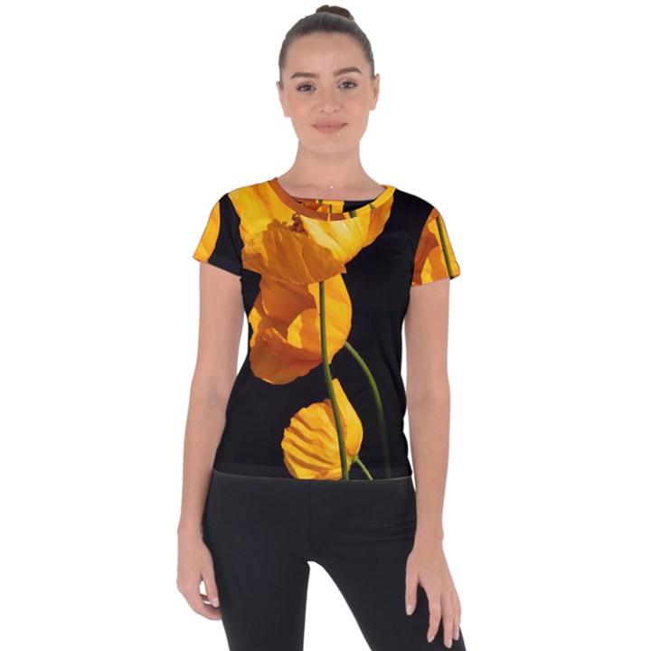 Yellow Poppies Short Sleeve Sports Top 