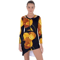 Yellow Poppies Asymmetric Cut-out Shift Dress by Audy