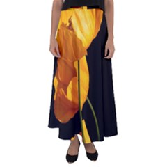 Yellow Poppies Flared Maxi Skirt by Audy