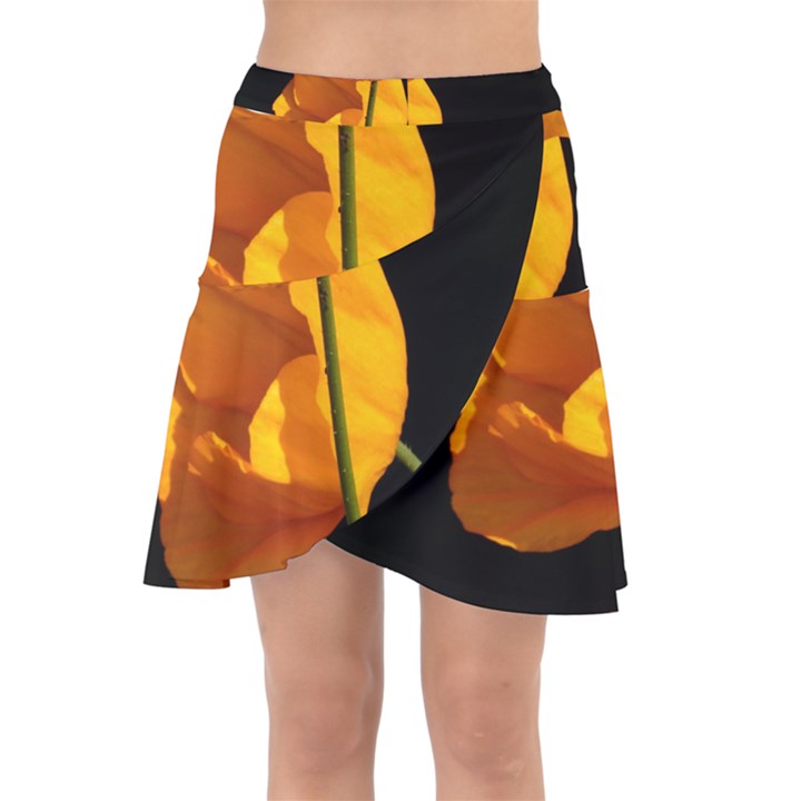 Yellow Poppies Wrap Front Skirt