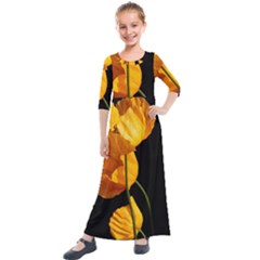 Yellow Poppies Kids  Quarter Sleeve Maxi Dress by Audy