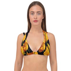 Yellow Poppies Double Strap Halter Bikini Top by Audy