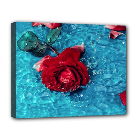 Red Roses In Water Deluxe Canvas 20  X 16  (stretched) by Audy