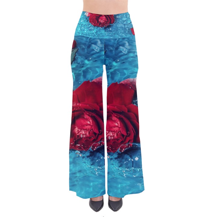 Red Roses In Water So Vintage Palazzo Pants