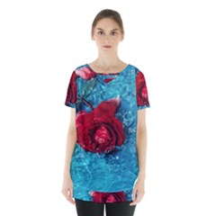 Red Roses In Water Skirt Hem Sports Top by Audy