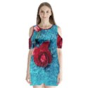 Red Roses In Water Shoulder Cutout Velvet One Piece View1