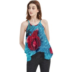 Red Roses In Water Flowy Camisole Tank Top by Audy