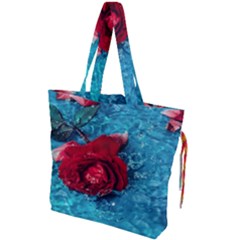 Red Roses In Water Drawstring Tote Bag by Audy