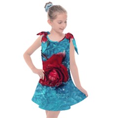 Red Roses In Water Kids  Tie Up Tunic Dress by Audy