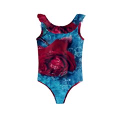 Red Roses In Water Kids  Frill Swimsuit by Audy