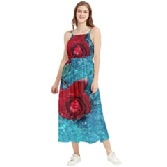 Red Roses In Water Boho Sleeveless Summer Dress by Audy