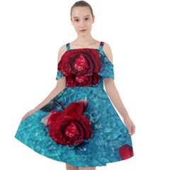 Red Roses In Water Cut Out Shoulders Chiffon Dress by Audy