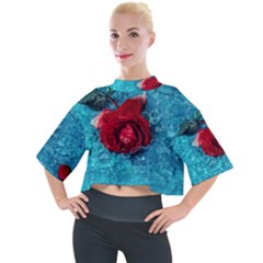 Red Roses In Water Mock Neck Tee by Audy