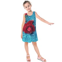 Red Roses In Water Kids  Sleeveless Dress by Audy