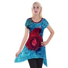 Red Roses In Water Short Sleeve Side Drop Tunic by Audy