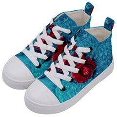 Red Roses In Water Kids  Mid-top Canvas Sneakers by Audy