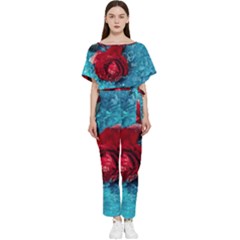 Red Roses In Water Batwing Lightweight Jumpsuit by Audy