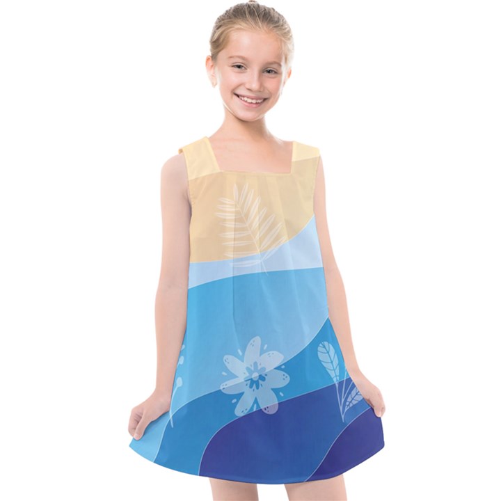 Flower Branch Corolla Wreath Lease Kids  Cross Back Dress