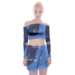 Background Good Night Off Shoulder Top With Mini Skirt Set by Mariart