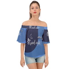 Background Good Night Off Shoulder Short Sleeve Top