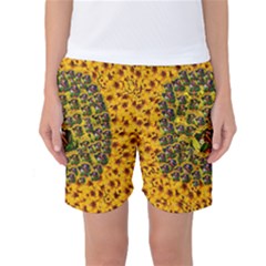 Lizards In Love In The Land Of Flowers Women s Basketball Shorts by pepitasart