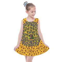 Lizards In Love In The Land Of Flowers Kids  Summer Dress by pepitasart