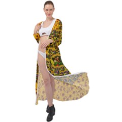 Lizards In Love In The Land Of Flowers Maxi Chiffon Beach Wrap by pepitasart