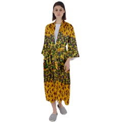 Lizards In Love In The Land Of Flowers Maxi Satin Kimono by pepitasart