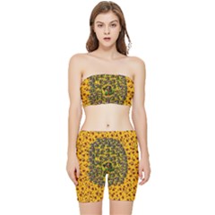 Lizards In Love In The Land Of Flowers Stretch Shorts And Tube Top Set by pepitasart