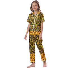 Lizards In Love In The Land Of Flowers Kids  Satin Short Sleeve Pajamas Set by pepitasart