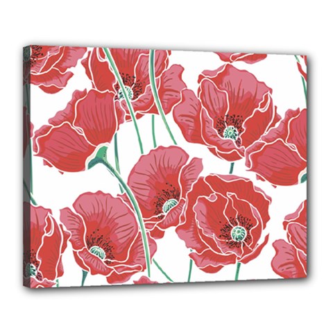 Red Poppy Flowers Canvas 20  X 16  (stretched) by goljakoff