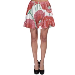 Red Poppy Flowers Skater Skirt by goljakoff