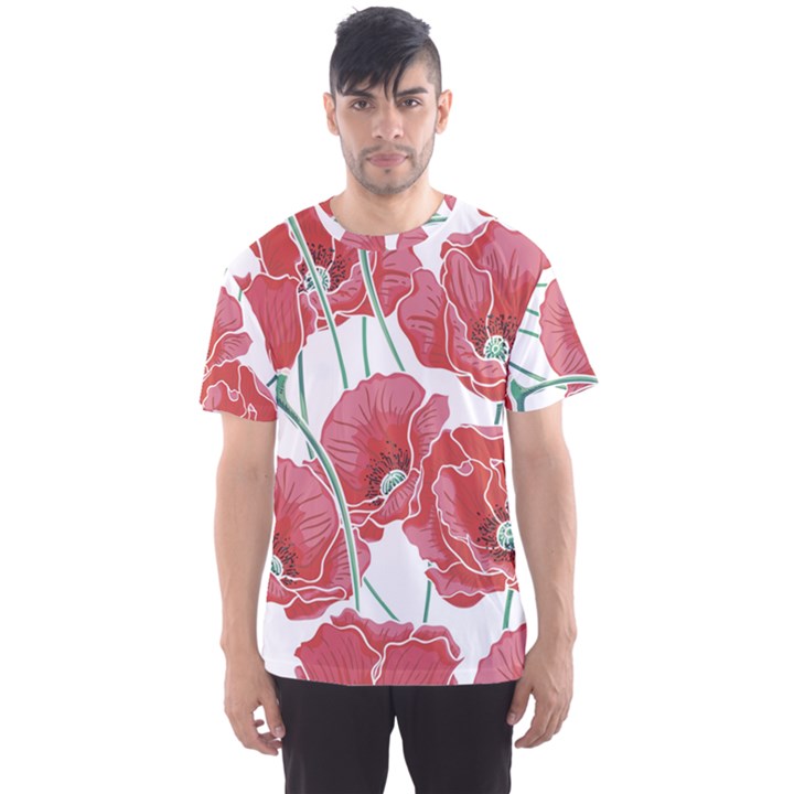 Red poppy flowers Men s Sport Mesh Tee