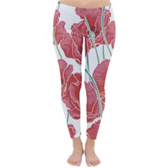 Red Poppy Flowers Classic Winter Leggings by goljakoff