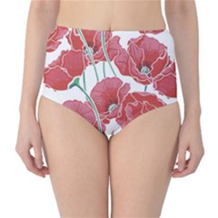 Red Poppy Flowers Classic High-waist Bikini Bottoms by goljakoff