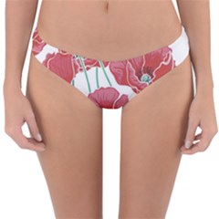 Red Poppy Flowers Reversible Hipster Bikini Bottoms by goljakoff