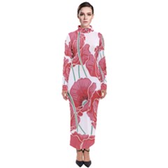 Red Poppy Flowers Turtleneck Maxi Dress by goljakoff