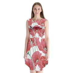 Red Poppy Flowers Sleeveless Chiffon Dress   by goljakoff