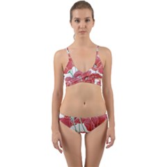 Red Poppy Flowers Wrap Around Bikini Set by goljakoff