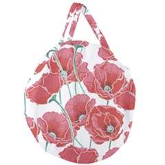 Red Poppy Flowers Giant Round Zipper Tote by goljakoff