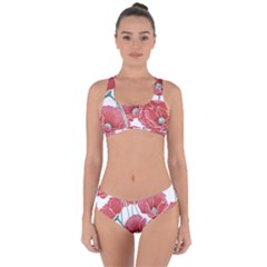 Red Poppy Flowers Criss Cross Bikini Set by goljakoff