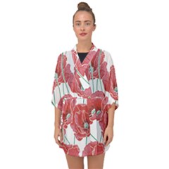 Red Poppy Flowers Half Sleeve Chiffon Kimono by goljakoff