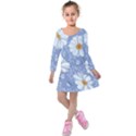 Chamomile flower Kids  Long Sleeve Velvet Dress View1