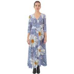 Chamomile Flower Button Up Boho Maxi Dress by goljakoff