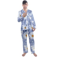 Chamomile Flower Men s Long Sleeve Satin Pajamas Set by goljakoff