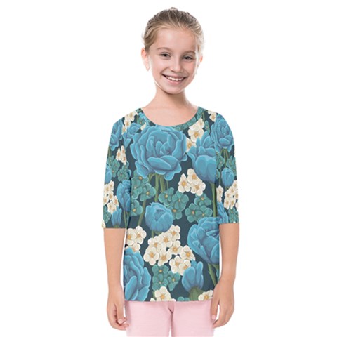 Blue Roses Kids  Quarter Sleeve Raglan Tee by goljakoff